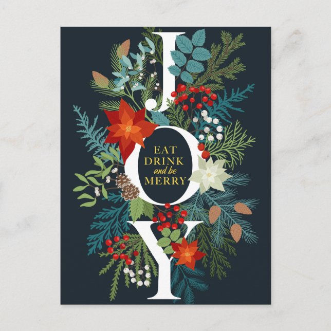 Merry Christmas JOY Corporate Greeting Holiday Postcard (Front)