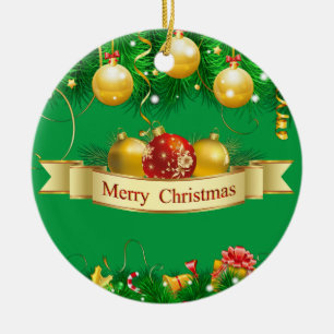 Merry Christmas Joy Custom Ceramic Tree Decoration