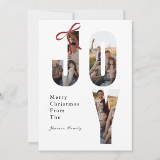 Merry Christmas Joy family Photo Collage Holiday Card