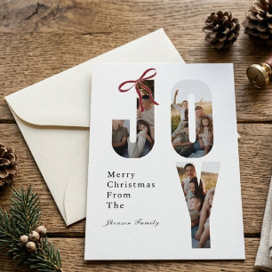 Merry Christmas Joy family Photo Collage Holiday Card