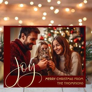 Merry Christmas, joy greeting postcard