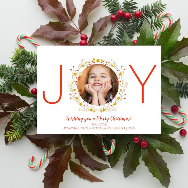 Merry Christmas Joy Holiday Photo Wreath (Creator Uploaded)