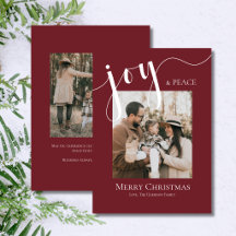 Merry Christmas Joy Peace Photo White Elegant