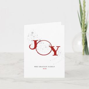 Merry Christmas Joy Photo Snowflakes Holiday Card 