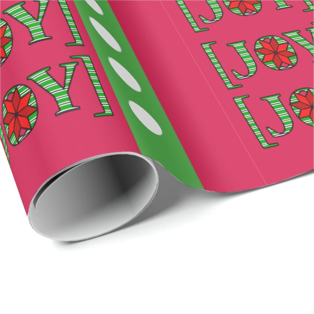 Merry Christmas Joy Red Wrapping Paper (Roll Corner)