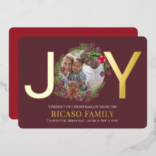 Merry Christmas Joy Wreath Photo Card