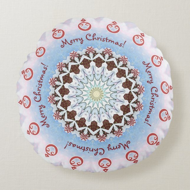 Merry Christmas Kaleidoscope  Round Cushion (Front)