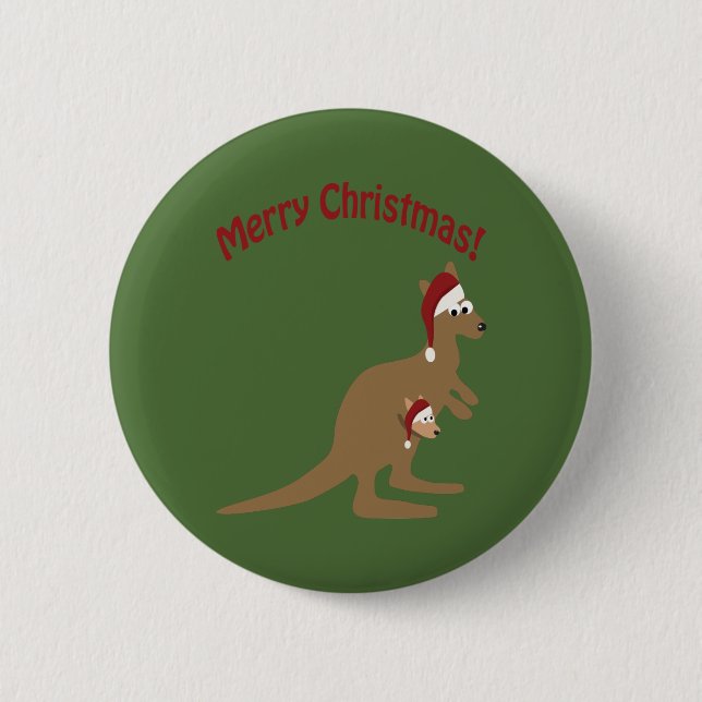 Merry Christmas Kangaroos 6 Cm Round Badge (Front)