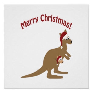 Merry Christmas Kangaroos Poster