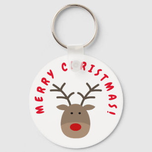 Merry Christmas keychain with Rudolf the reindeer