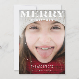 Merry Christmas Kid Photo Simple Full Bleed  Holiday Card
