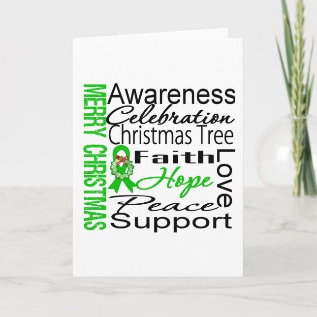 Merry Christmas Kidney Cancer Ribbon Collage Holiday Card (Front)