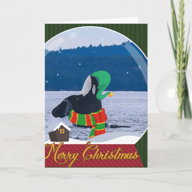 Merry Christmas Killer Whale Elf greeting card (Front)