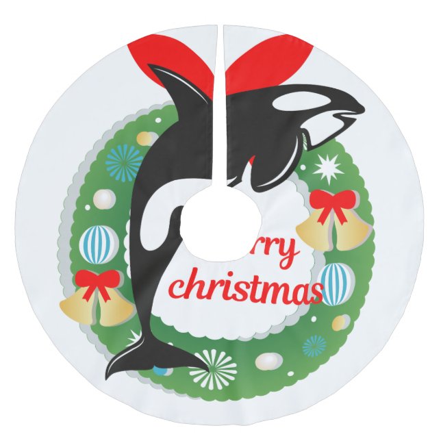merry christmas killer whale tree skirt (Front)