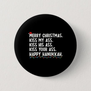 Merry Christmas Kiss My His Your Happy Hanukkah 6 Cm Round Badge