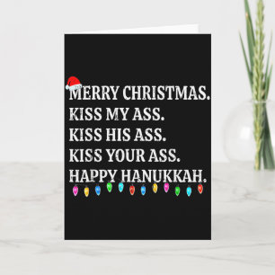 Merry Christmas Kiss My His Your Happy Hanukkah Card