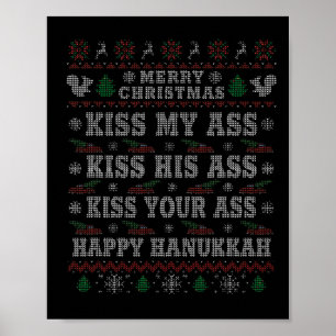 Merry Christmas Kiss My His Your Happy Hanukkah Poster
