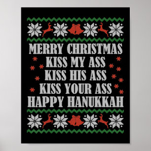Merry Christmas Kiss My His Your Happy Hanukkah Poster