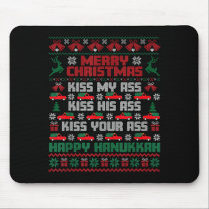 Merry Christmas Kiss My Hiss Your Happy Hanukkah Mouse Pad