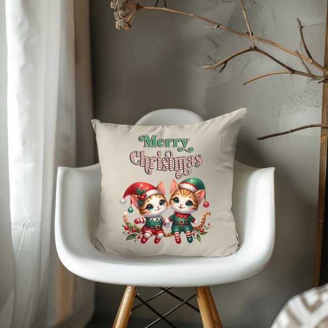 Merry Christmas Kitten Elves Cushion (Creator Uploaded)