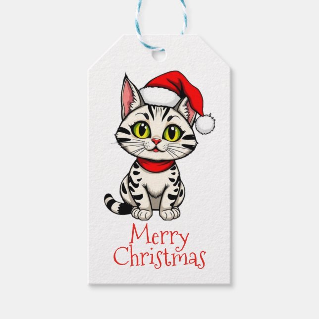 Merry Christmas Kitty Cat Gift Tags (Front)