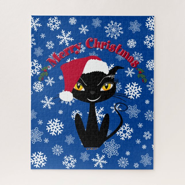 Merry Christmas Kitty Cat Jigsaw Puzzle (Vertical)