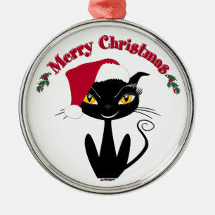 Merry Christmas Kitty Cat Metal Tree Decoration