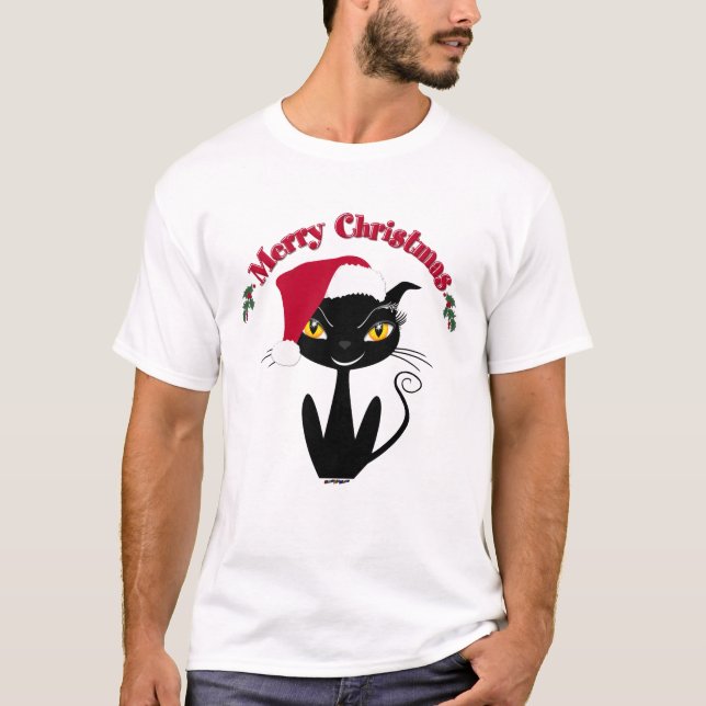 Merry Christmas Kitty Cat T-Shirt (Front)