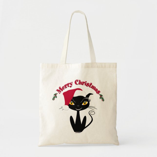 Merry Christmas Kitty Cat Tote Bag (Front)