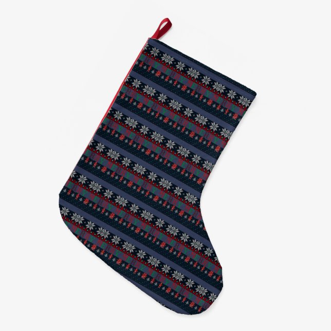  Merry Christmas knit   Large Christmas Stocking (Front (Hanging))
