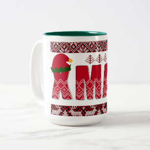 Merry Christmas knit Trendy Elegant Two-Tone Coffee Mug
