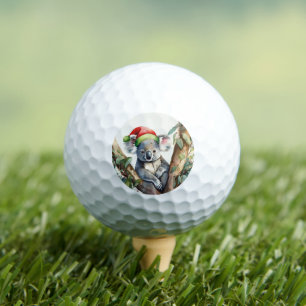 Merry Christmas Koala sitting in Gumtree Golf Balls