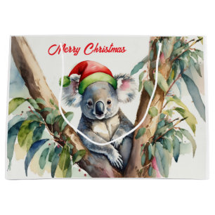 Merry Christmas Koala sitting in Gumtree Large Gift Bag