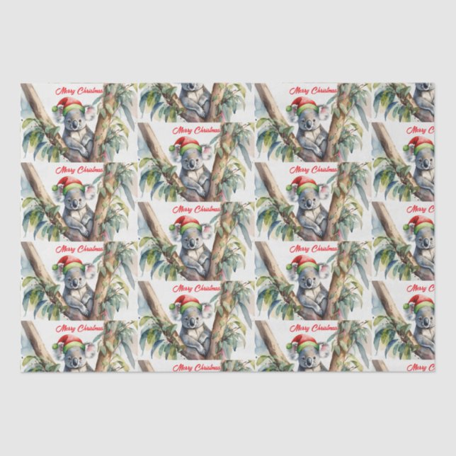 Merry Christmas Koala sitting in Gumtree Tissue Paper (Front)