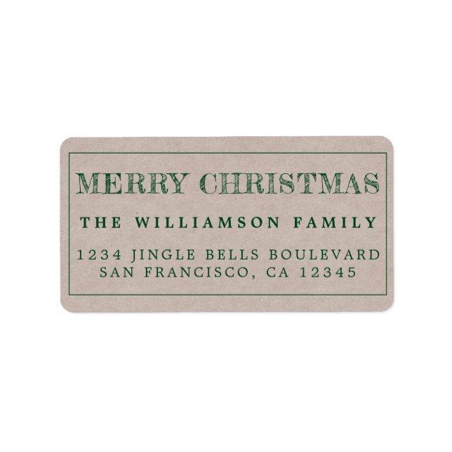 Merry Christmas Kraft Paper Return Address Label (Front)