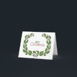 Merry Christmas l Elegant Vintage Wreath Holiday Card<br><div class="desc">Pretty elegant vintage Christmas wreath with text design. Fully customisable,  size down image and/or add any colour you like,  just click the "Customise it" button,  then click the "Edit" drop-down menu in the sidebar,  click "Background, " and select your colour.</div>