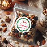 Merry Christmas Labels, Gift Tags, Holiday Treat Classic Round Sticker<br><div class="desc">Use these stickers for gifting treats to friends,  customers,  and neighbours this holiday season.</div>