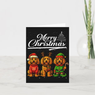 Merry Christmas Labradoodle Reindeer Elf Santa Dog Card