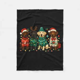 Merry Christmas Labrador Dog Retro Xmas Puppy Men  Fleece Blanket