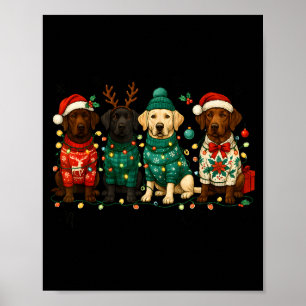 Merry Christmas Labrador Dog Retro Xmas Puppy Men  Poster