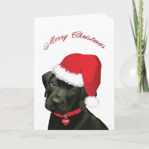 Merry Christmas Labrador Puppy with Santa Hat Holiday Card