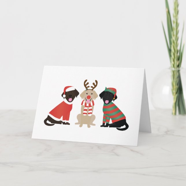 Merry Christmas Labrador Retriever Dogs Holiday Card (Front)
