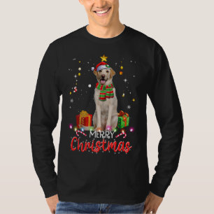 Merry Christmas Labrador Santa Hat Tree Lights Pj T-Shirt