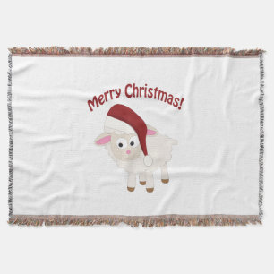 Merry Christmas Lamb Throw Blanket
