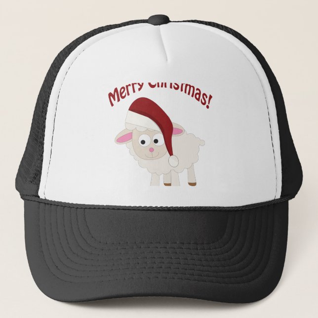 Merry Christmas Lamb Trucker Hat (Front)