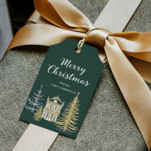 Merry Christmas Landscape, Holiday Gift Tag