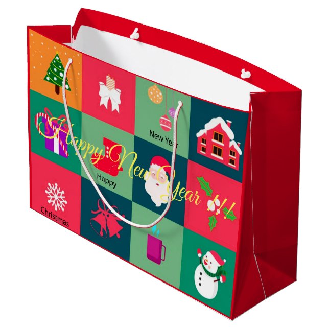 Merry Christmas Large Gift Bag (Back Angled)
