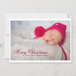 Merry Christmas Large Photo with Stripes Holiday Card