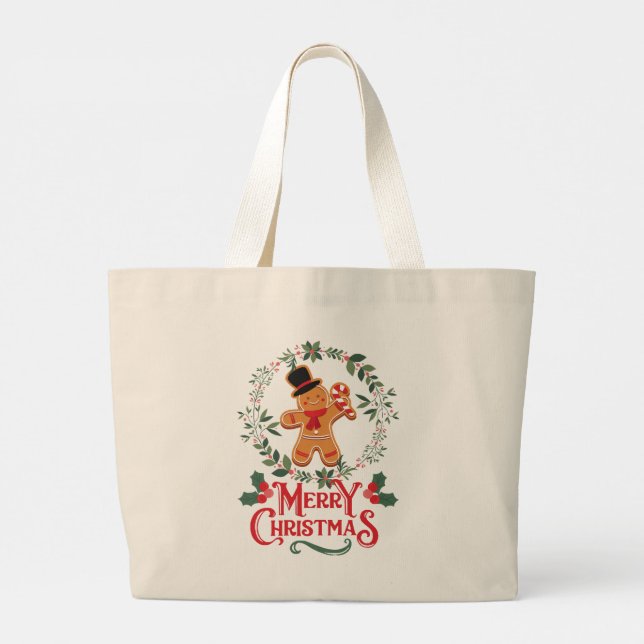 Merry Christmas Large Tote Bag (Back)