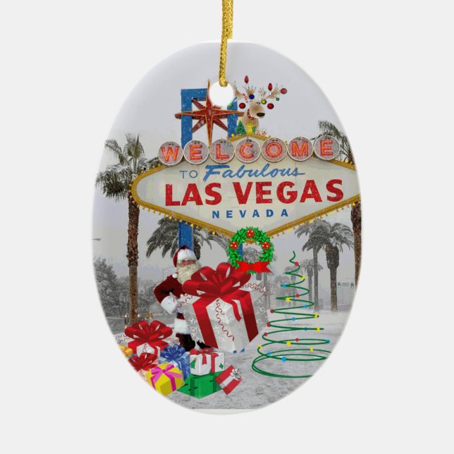 Merry Christmas Las Vegas Santa Ornament (Front)